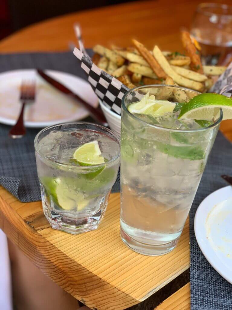 our drinks with lemon and mint on top