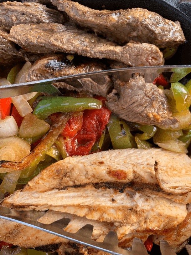 beef and chicken fajitas