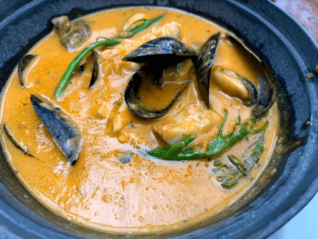 seafood hot pot closeup view