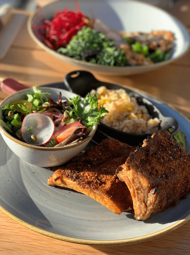 Craft Beer Market ribs with chimichurri and corn rice