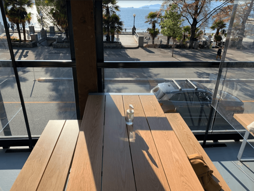 our table on the upper patio overlooking the English Bay