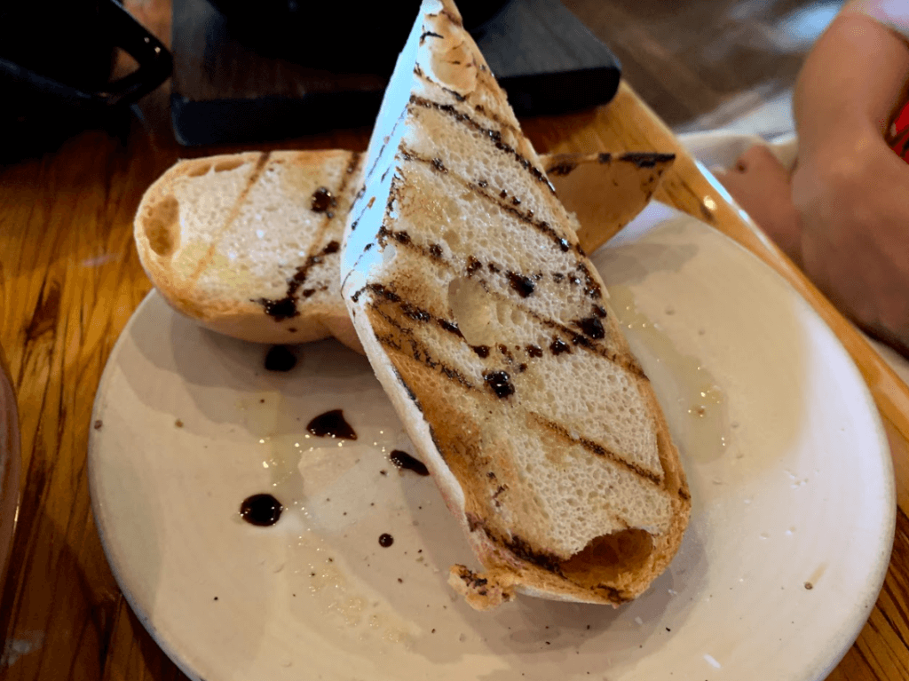 gluten free bread drizzled with balsamic vinegar