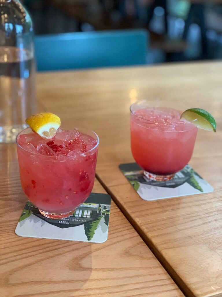 raspberry lemonade and grapefruit soda mocktails Stanley Park Brewing Restaurant & Brewpub