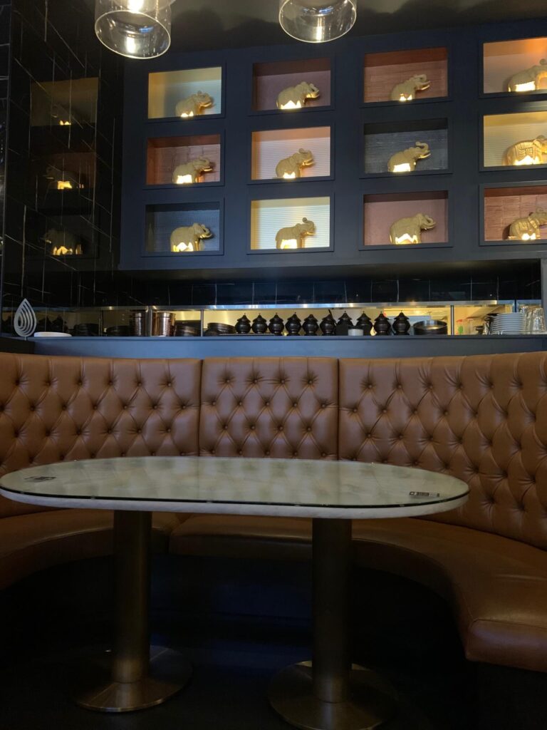 Seating inside Tasty Indian Bistro in Yaletown