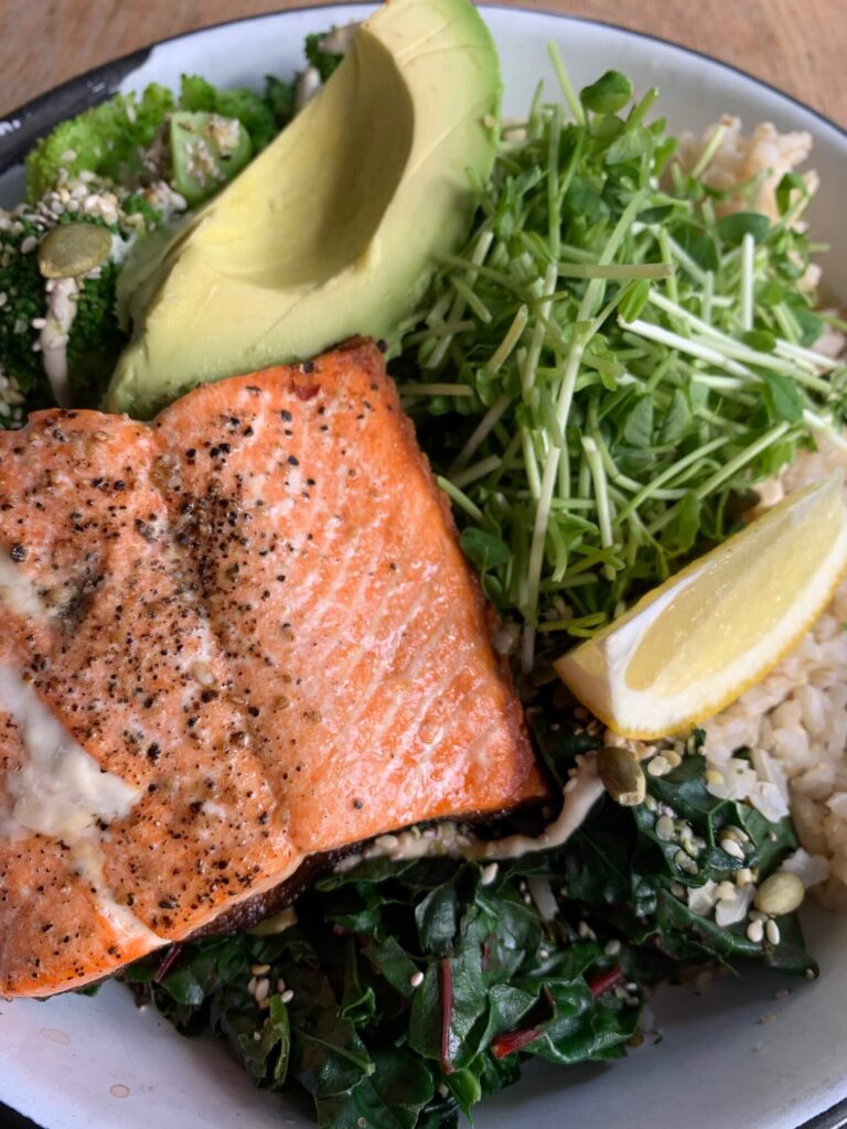 Greens All Day with salmon