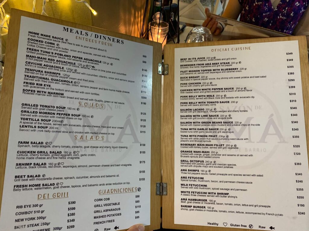 El Sazón de Amá menu