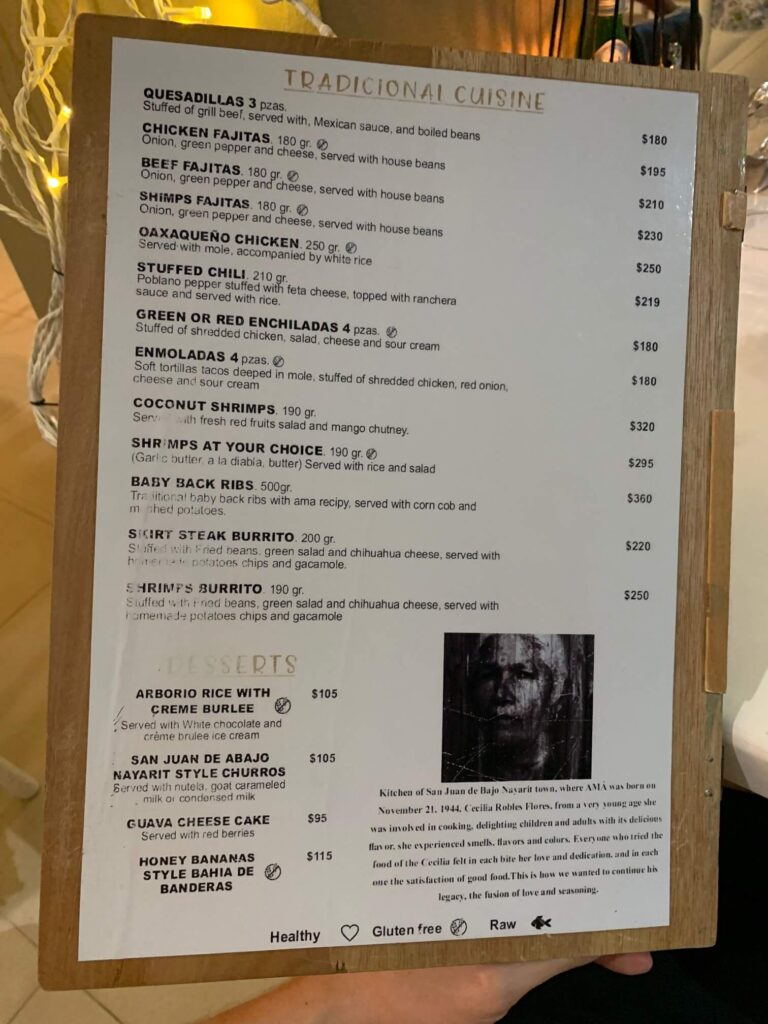 AMA menu