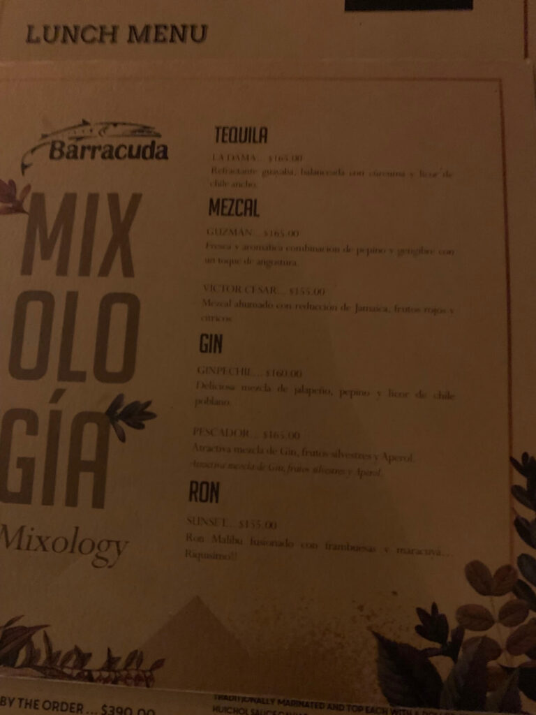 Barracuda Sayulita menu