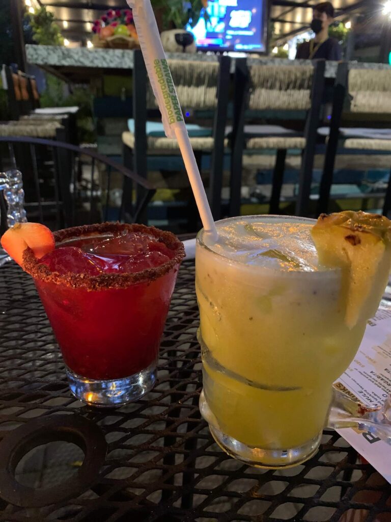 rojo mezcal and aqua fresca at Taco Cabana Nuevo Vallarta