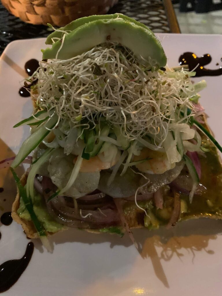 aquachili tostada at Taco Cabana Nuevo Vallarta