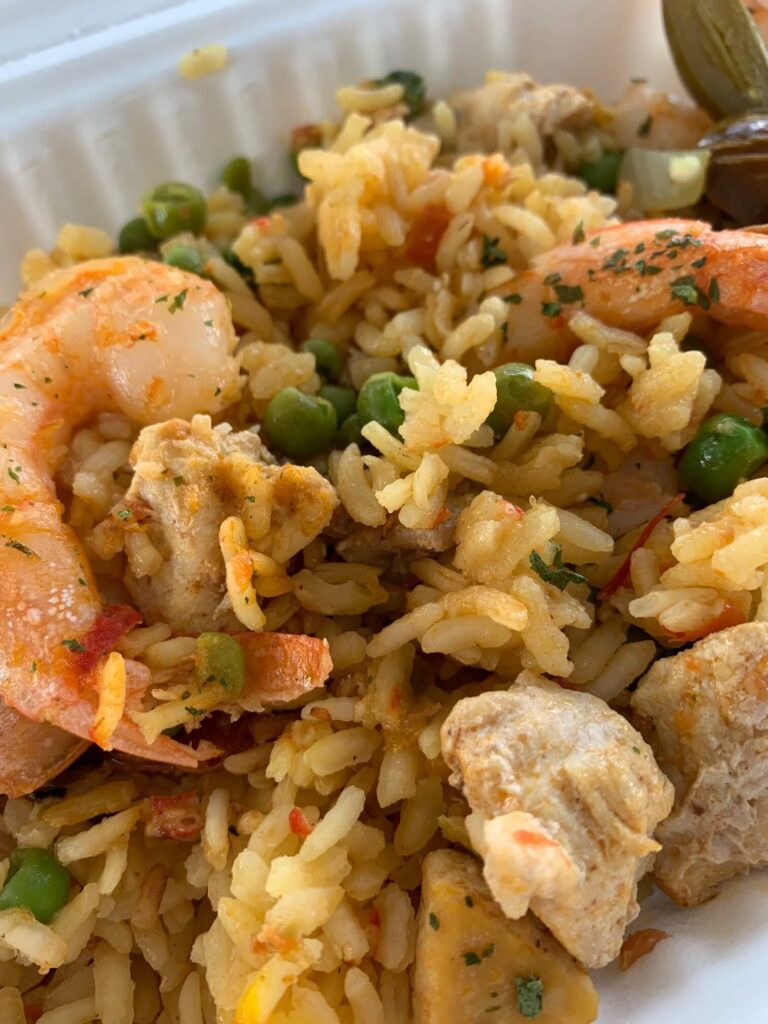 seafood paella at Nuevo Vallarta Market